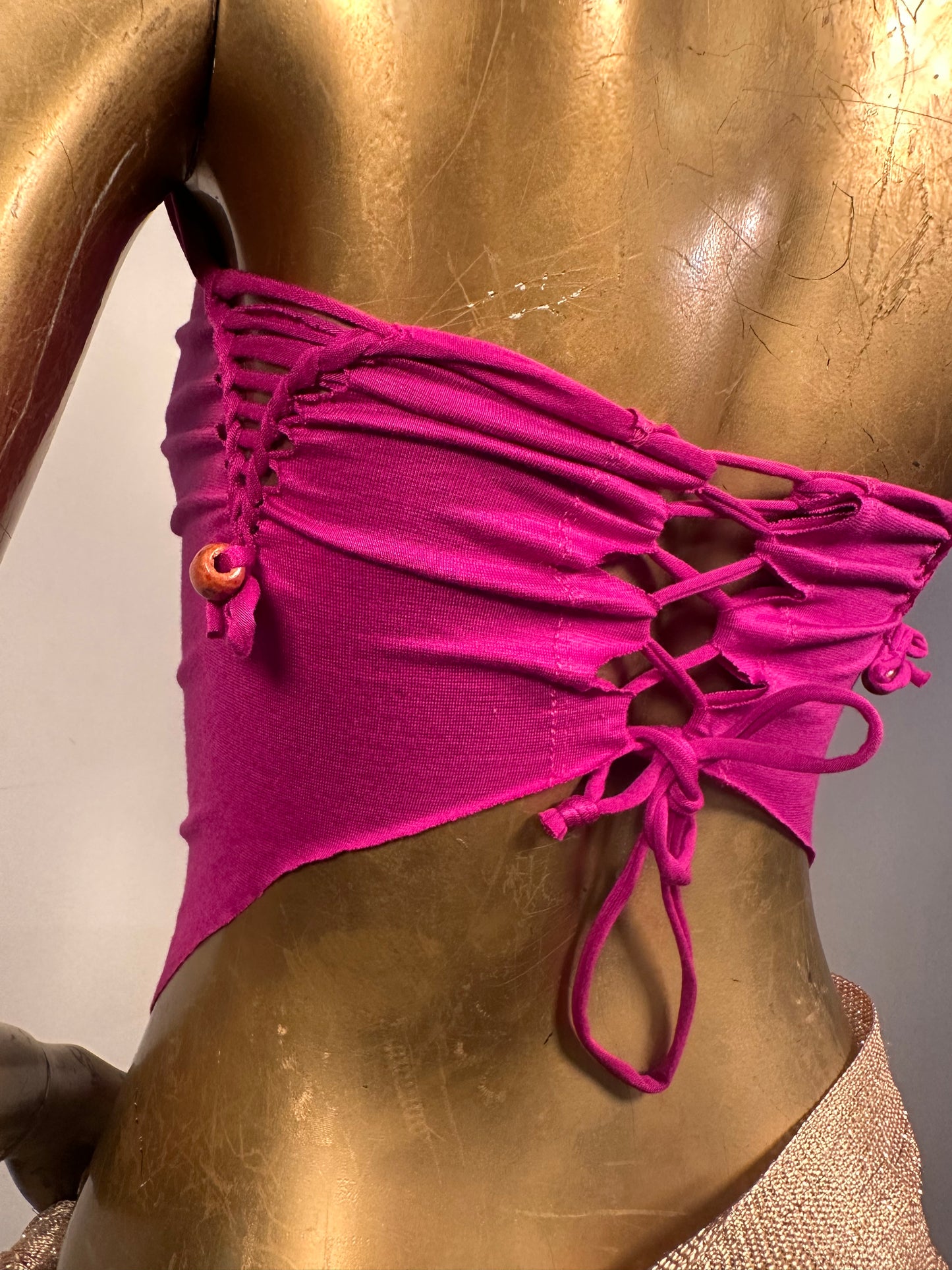 Top V-hem fucsia