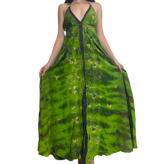 Abito con scollatura alla schiena in misto seta