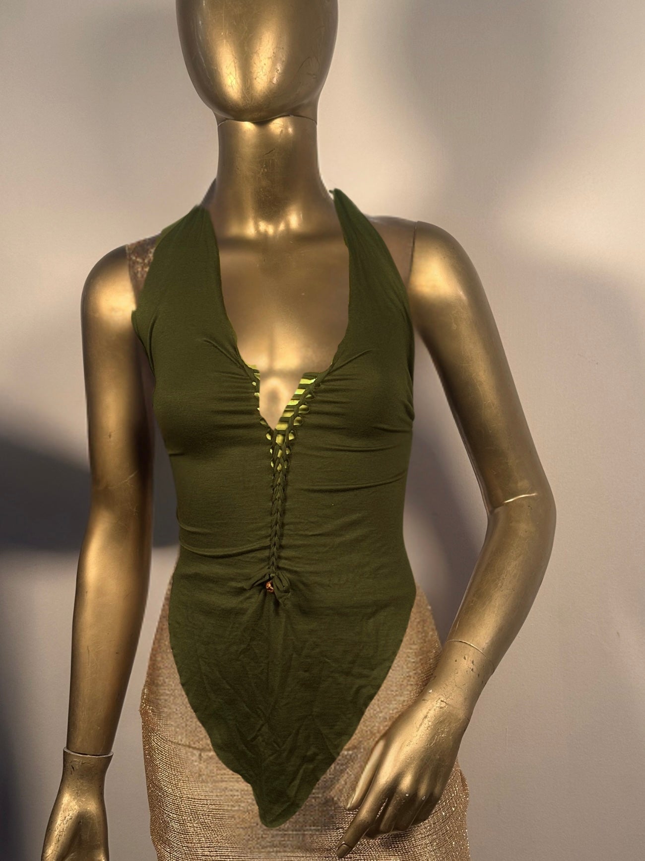 Top V-hem regolabile verde foresta