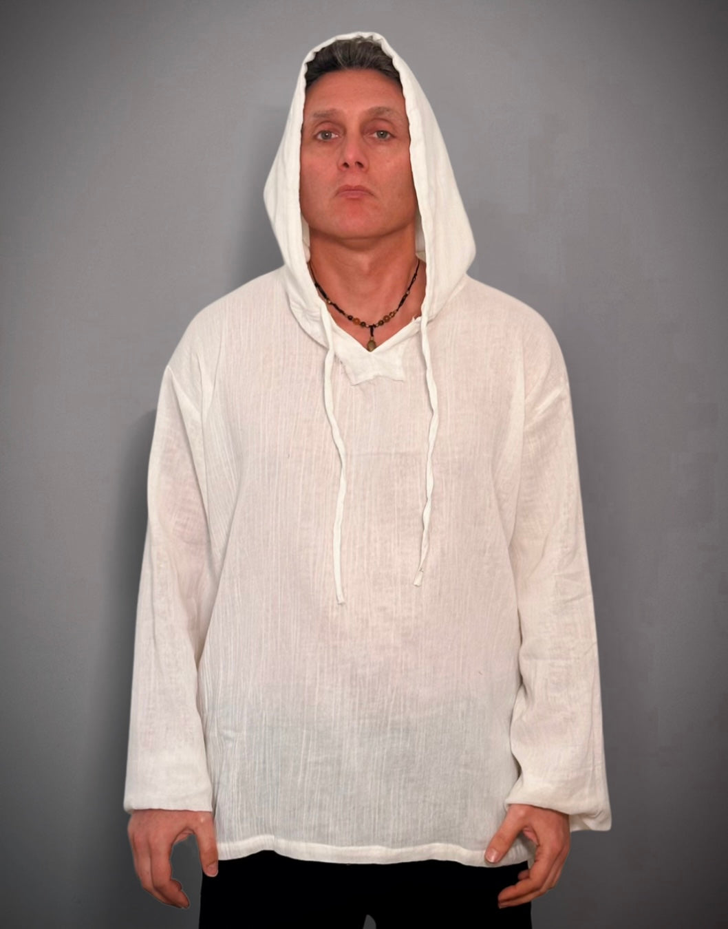 Camicia Hoodie con cappuccio- white