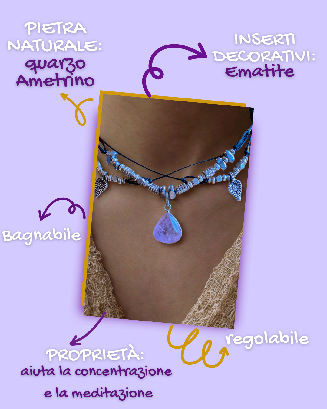 Collana Talismano con Pendente in Ametista