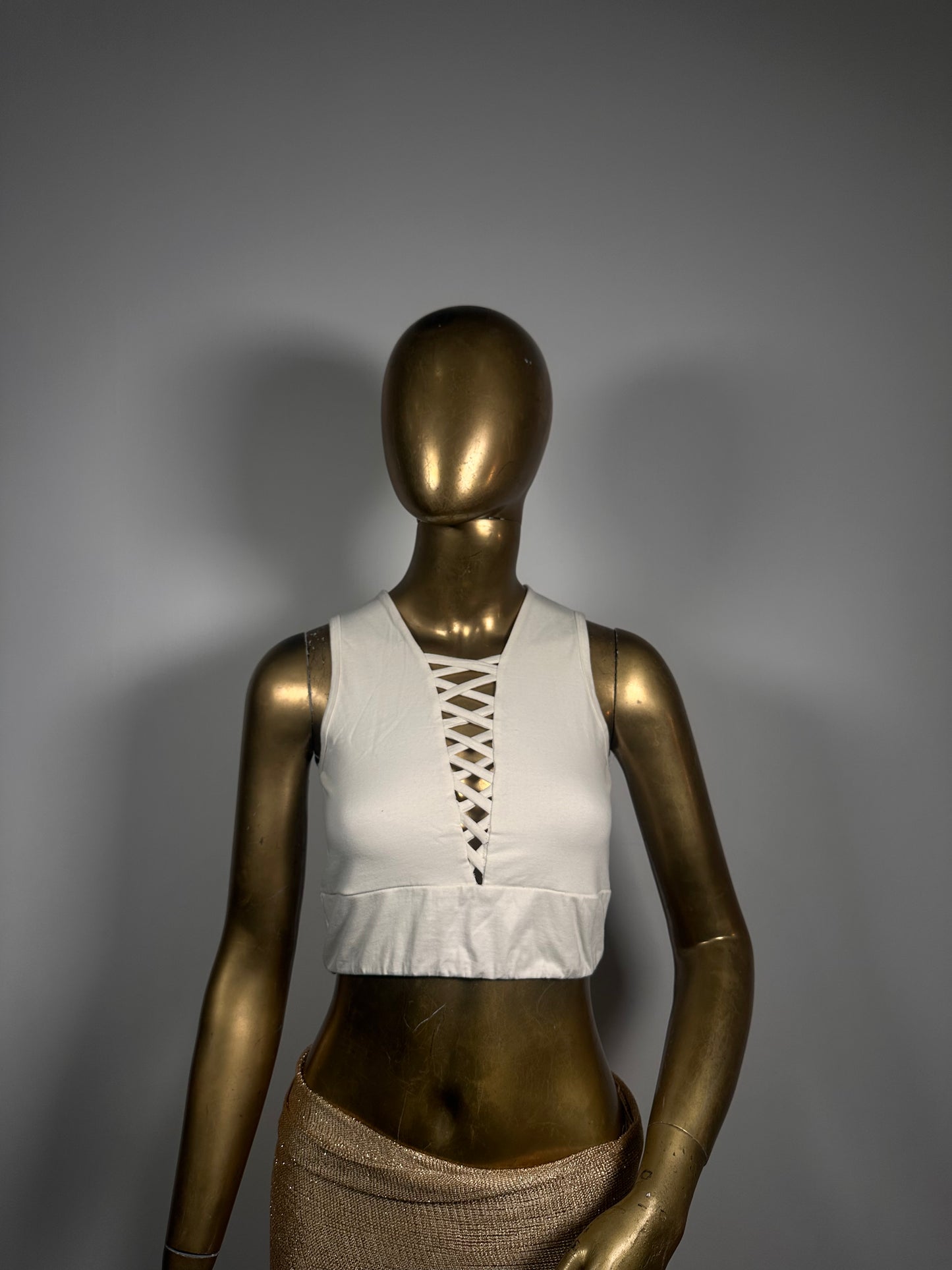 Crop top cross- white