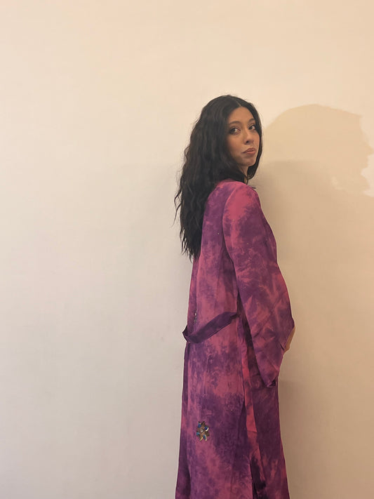 Kimono lungo in misto seta