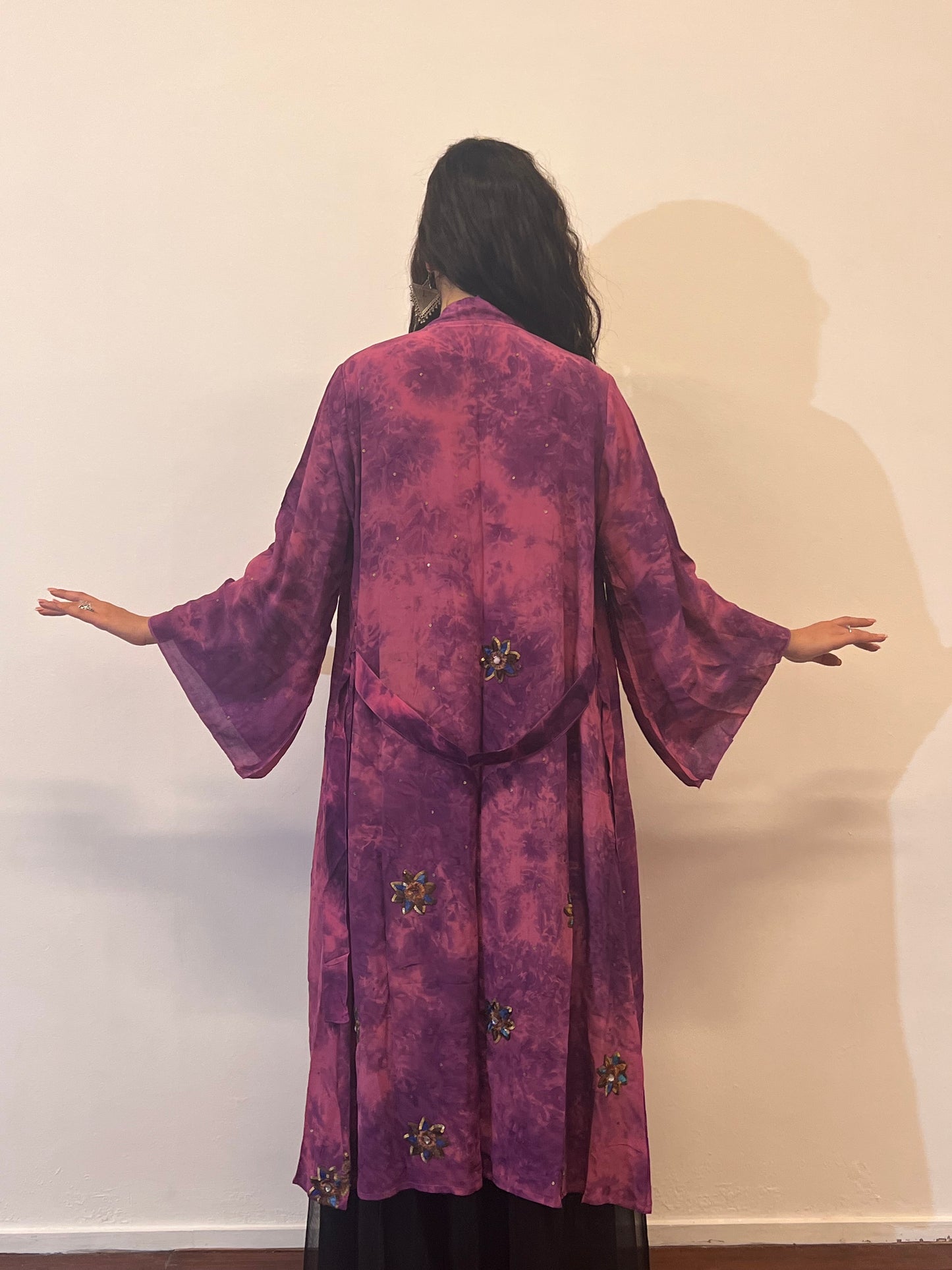 Kimono lungo in misto seta