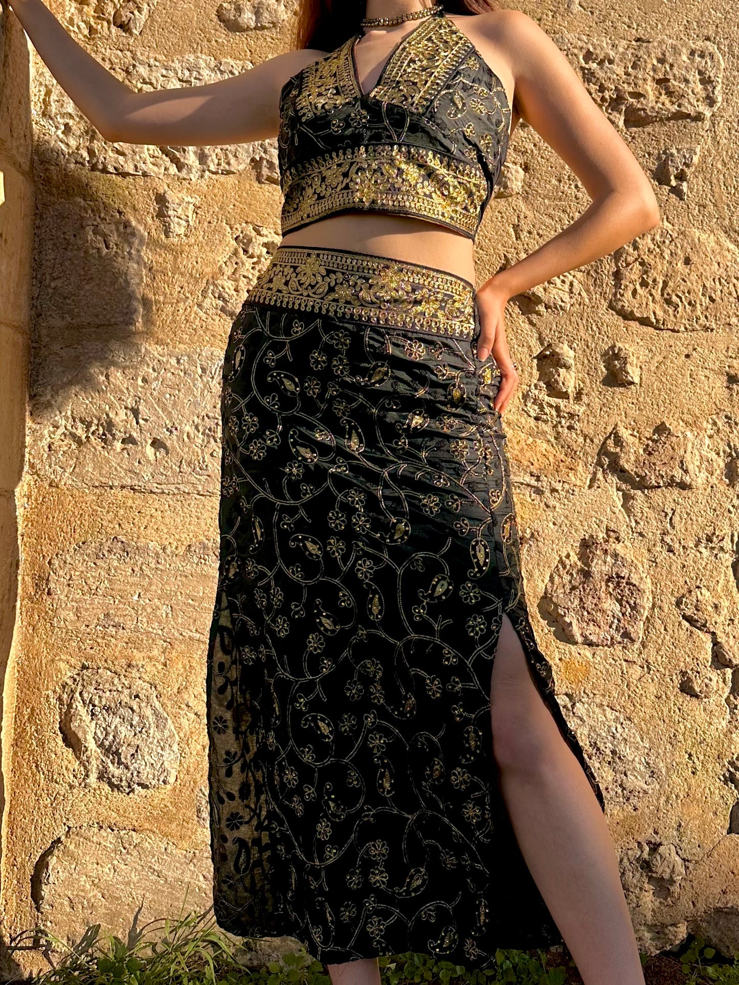 Kalira Set coordinato nero e dorato