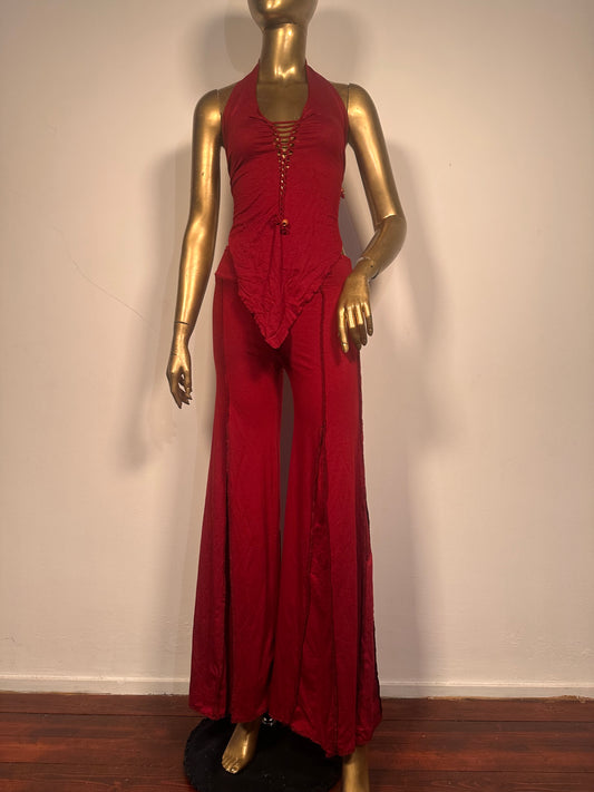 Top V-hem regolabile rosso ciliegia