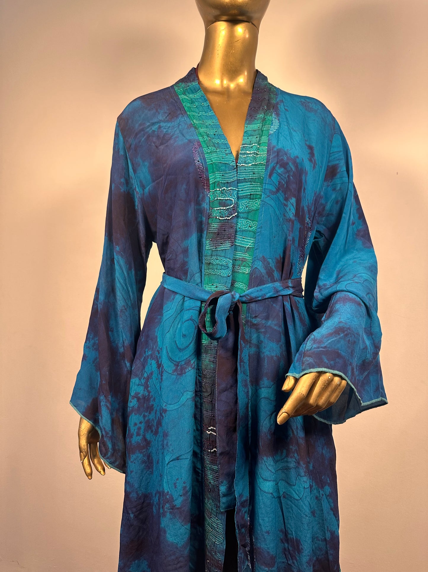 Kimono lungo in misto seta