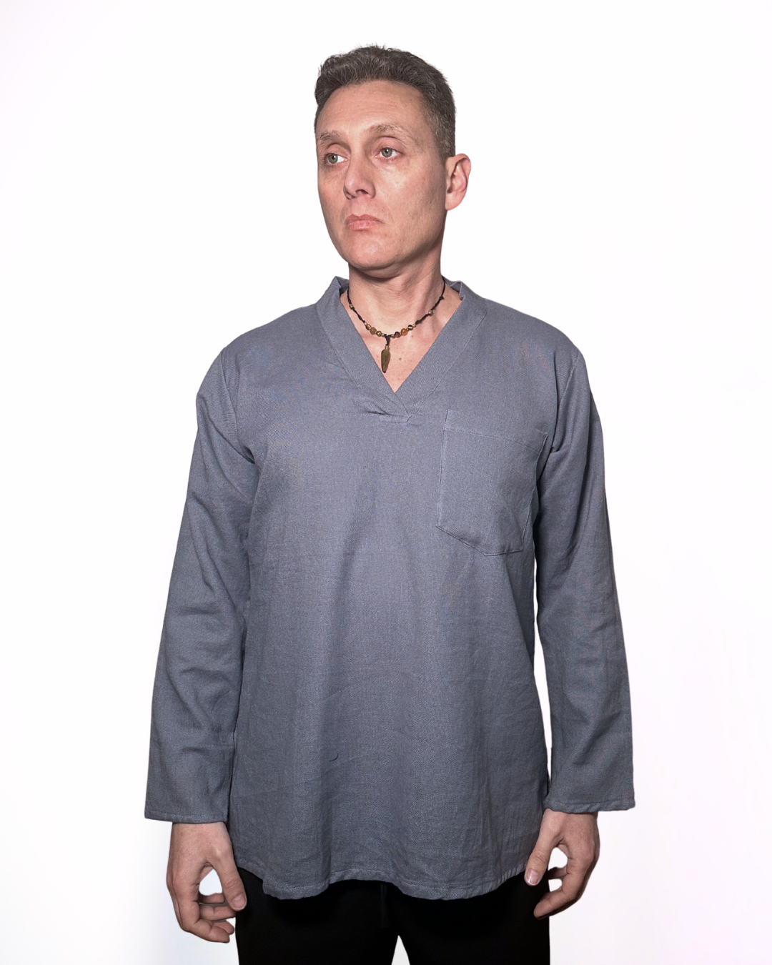 Camicia da uomo senza bottoni 100% cotone- carta da zucchero
