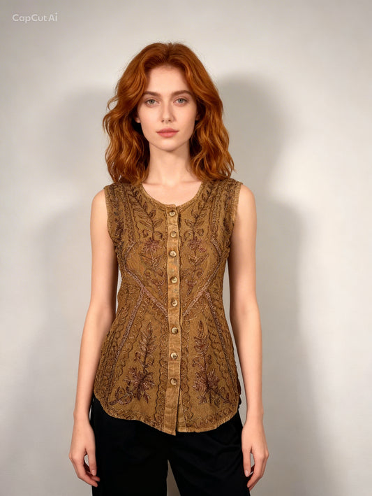 Blusa ricamata regolabile