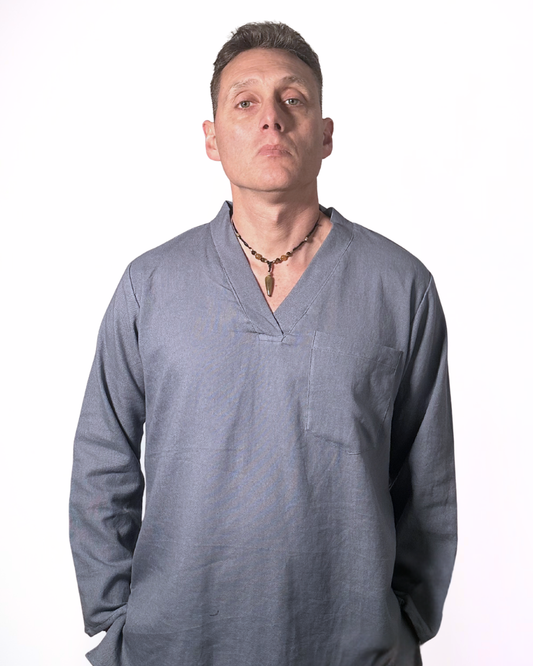 Camicia da uomo senza bottoni 100% cotone- carta da zucchero