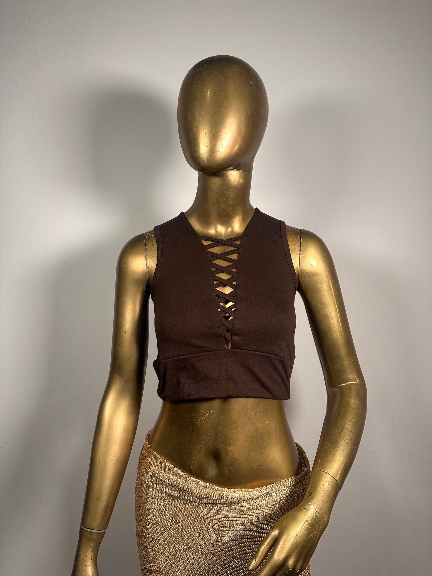 Crop top cross- brown