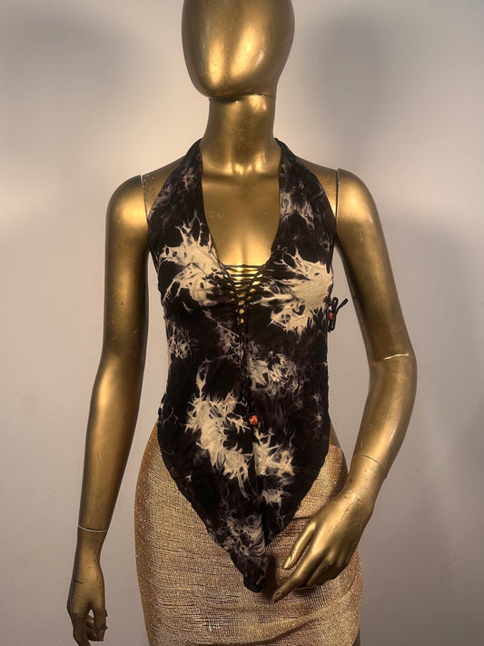 Top V-hem tye-die regolabile