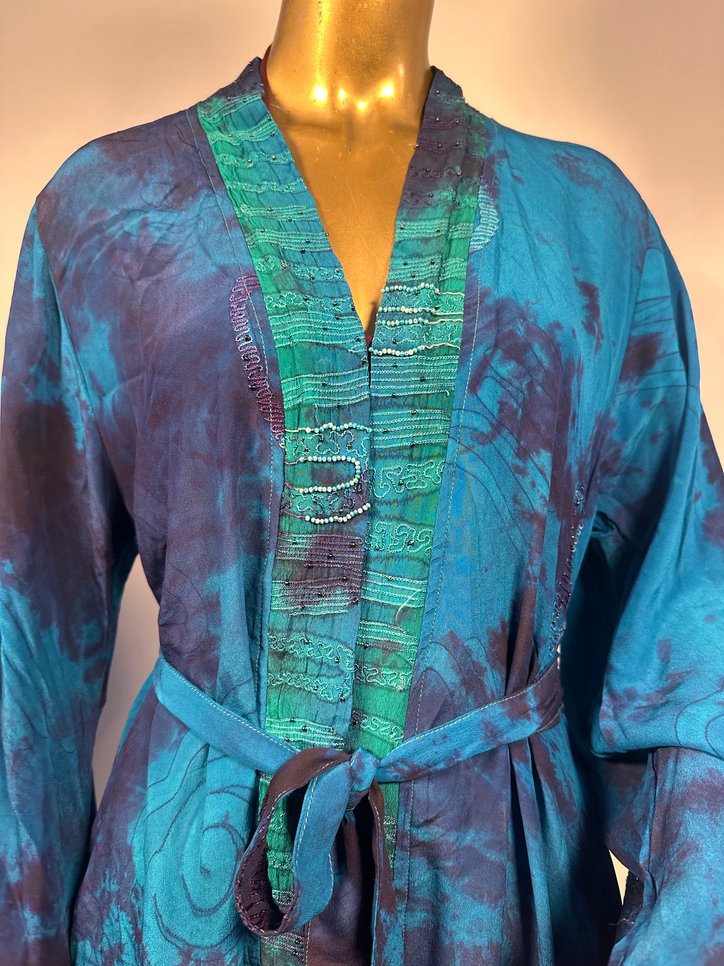 Kimono lungo in misto seta