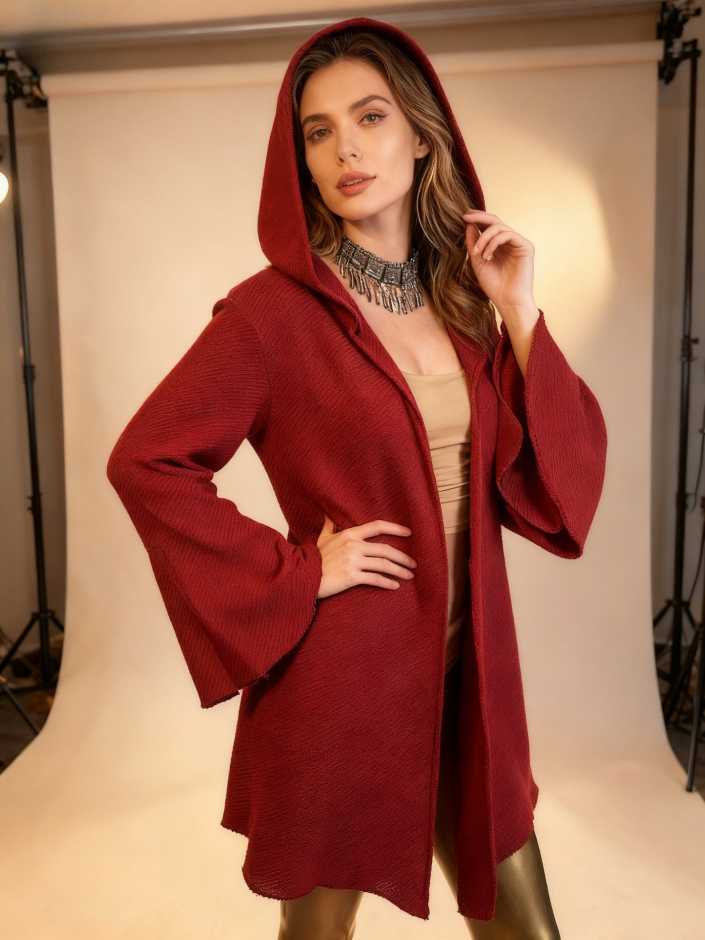 Giacca lunga con cappuccio