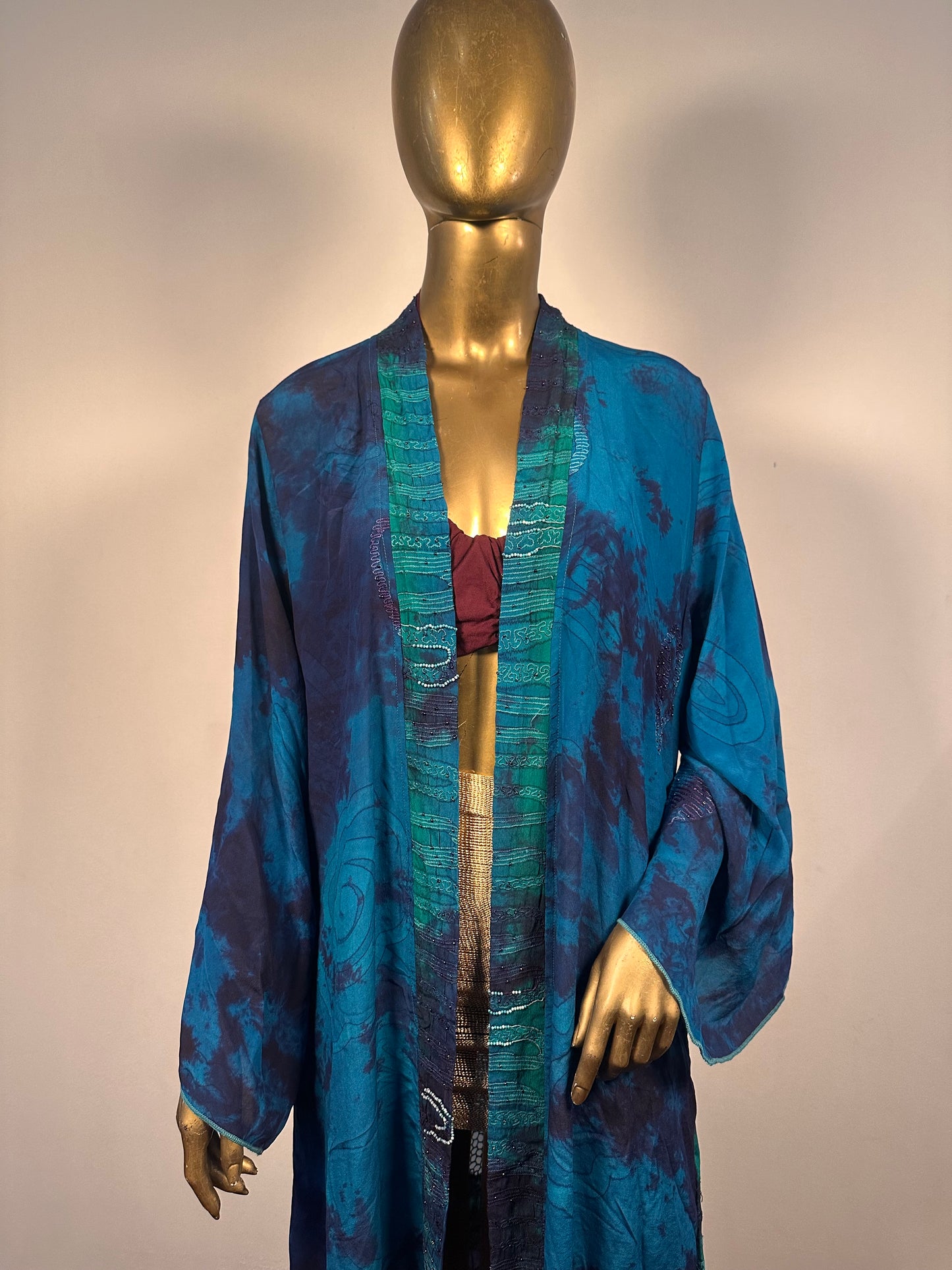 Kimono lungo in misto seta