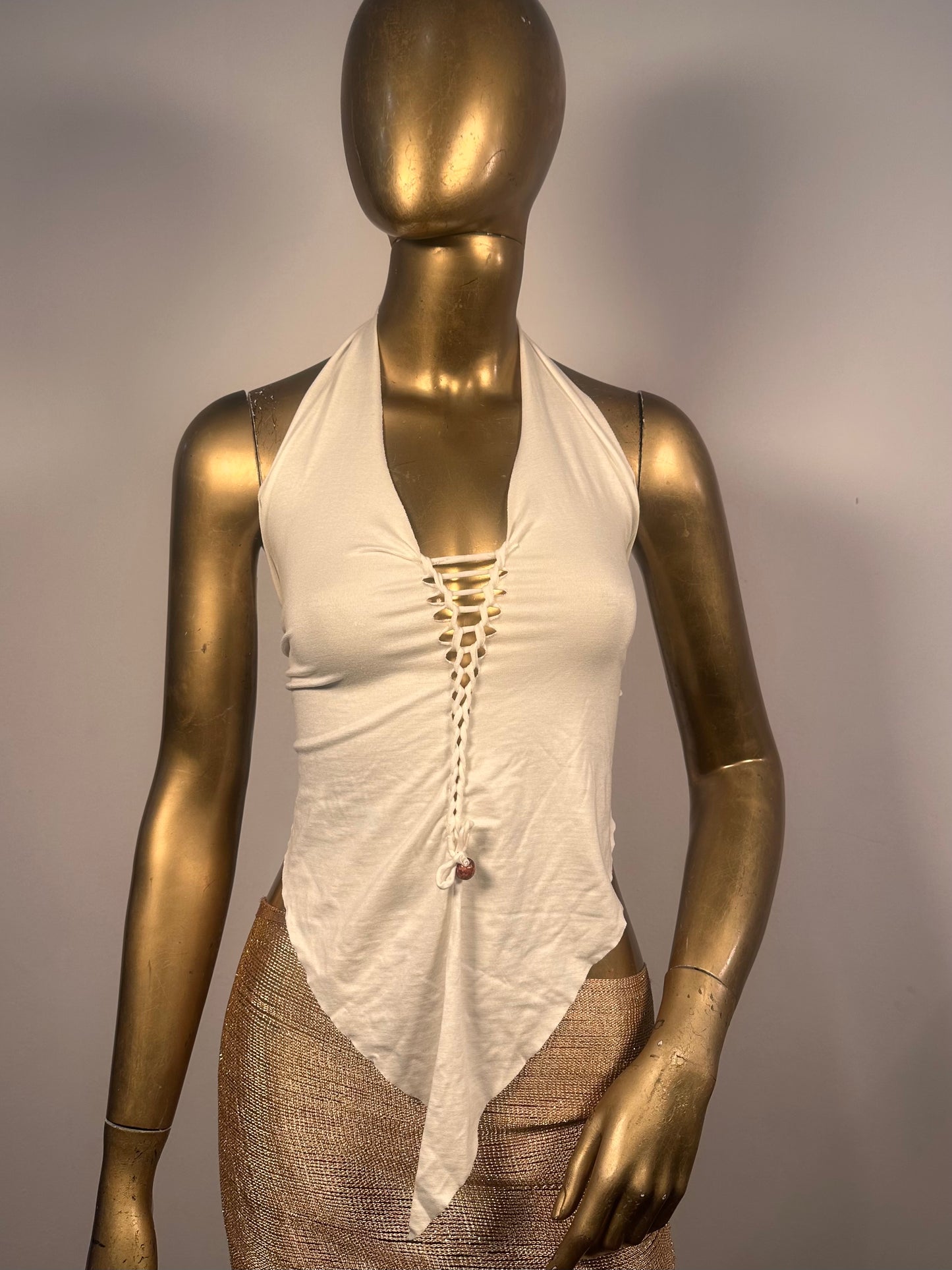 Top V-hem bianco