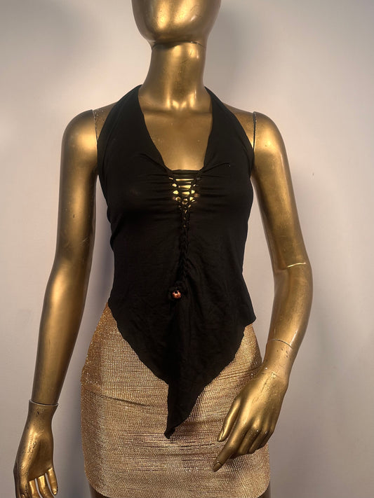 Top V-hem regolabile nero