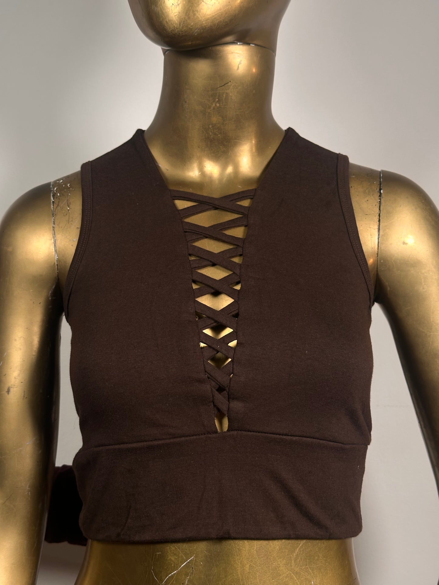 Crop top cross- brown