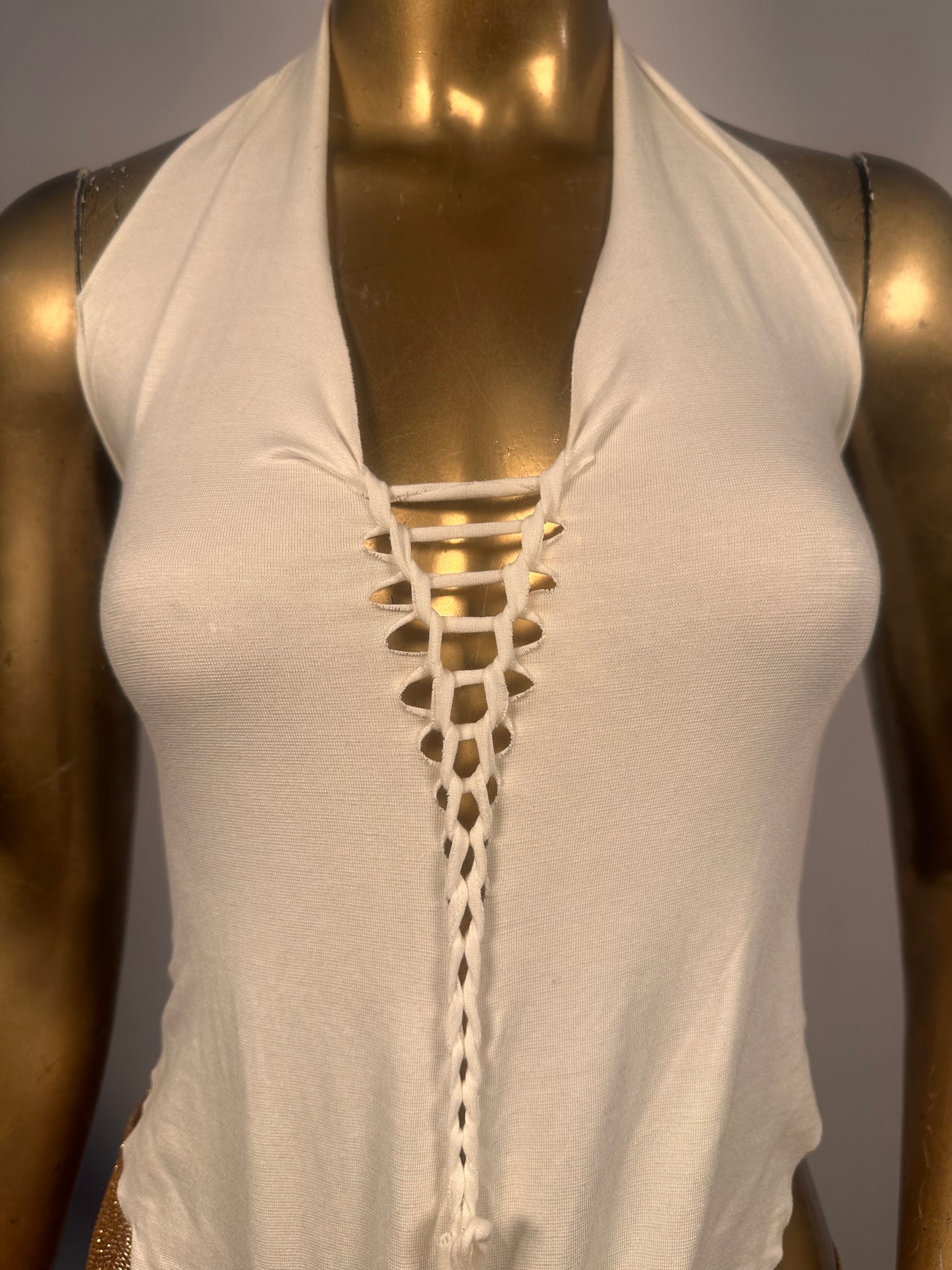 Top V-hem bianco