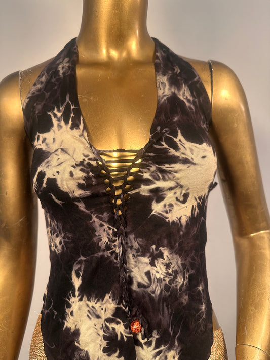 Top V-hem tye-die regolabile