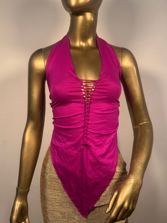 Top V-hem fucsia