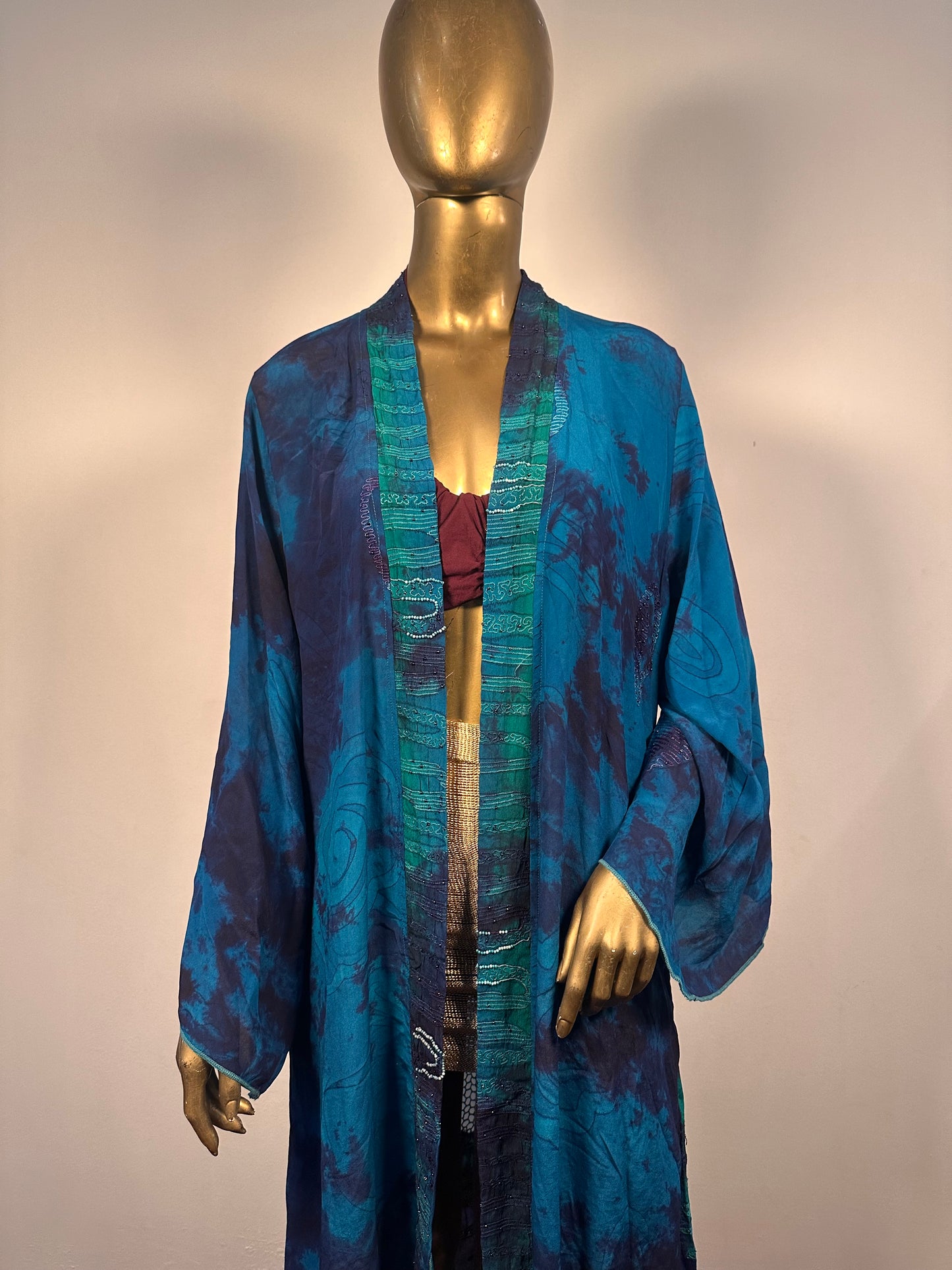 Kimono lungo in misto seta