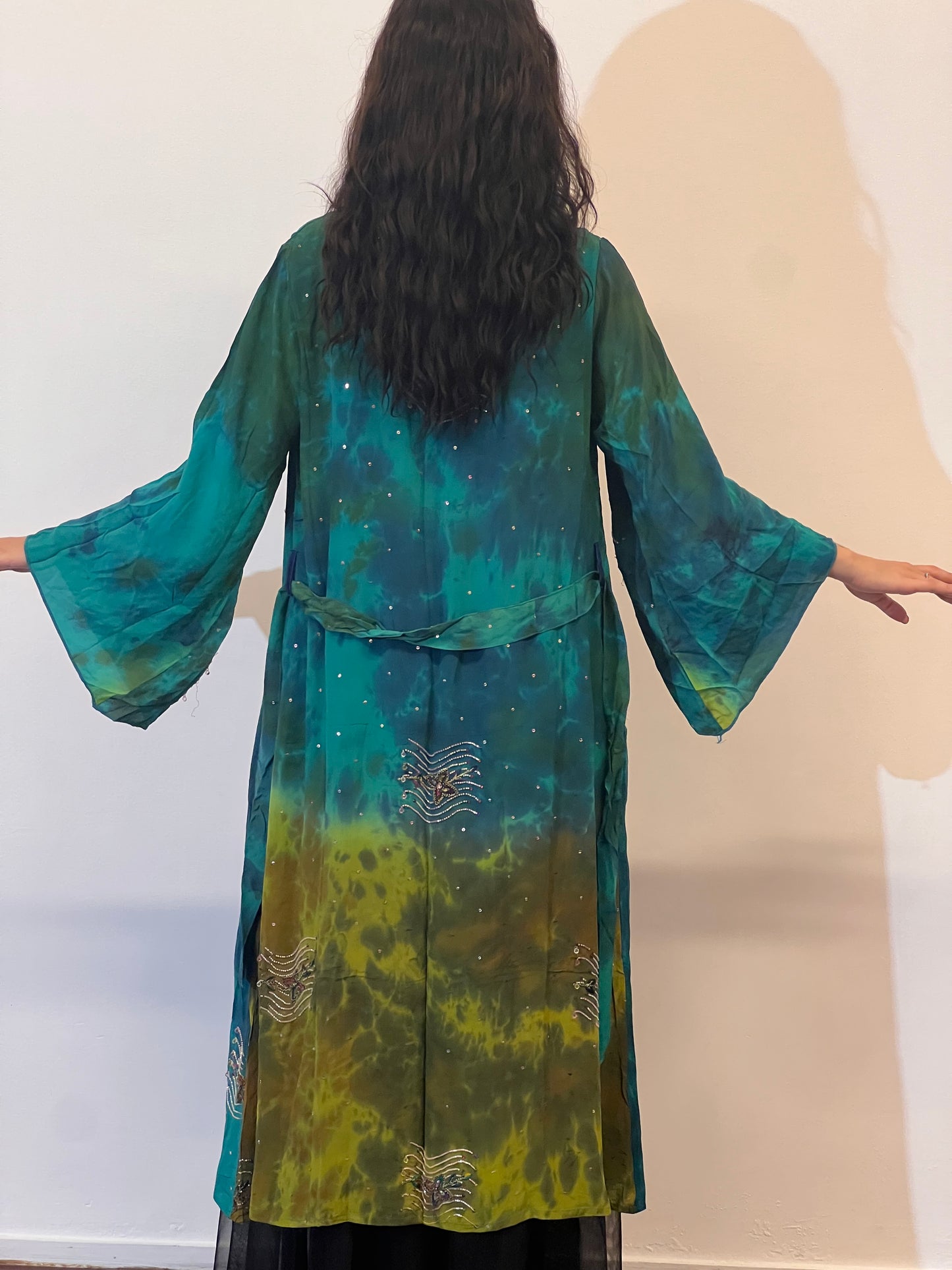 Kimono lungo in misto seta