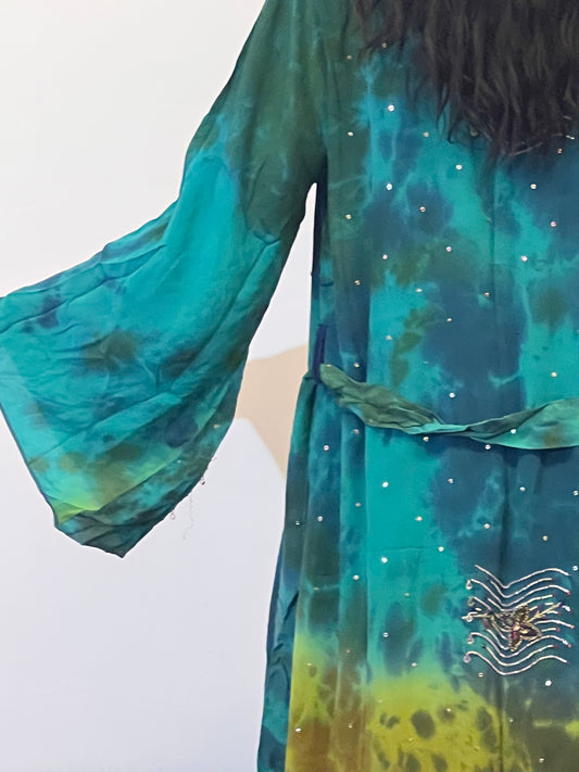 Kimono lungo in misto seta