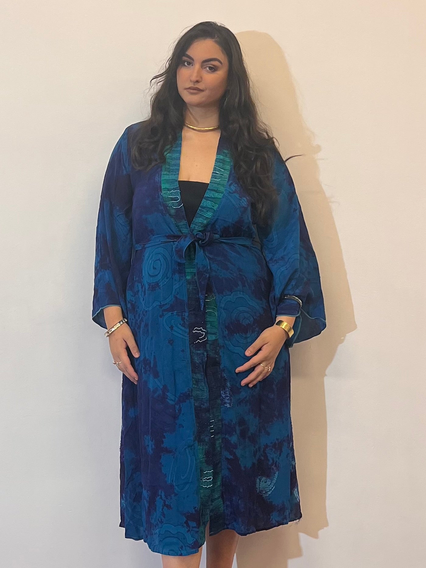Kimono lungo in misto seta